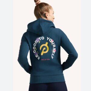 Peloton Be Good To Yourself Teal Blue Zip Up Hoodie Women's sz S
